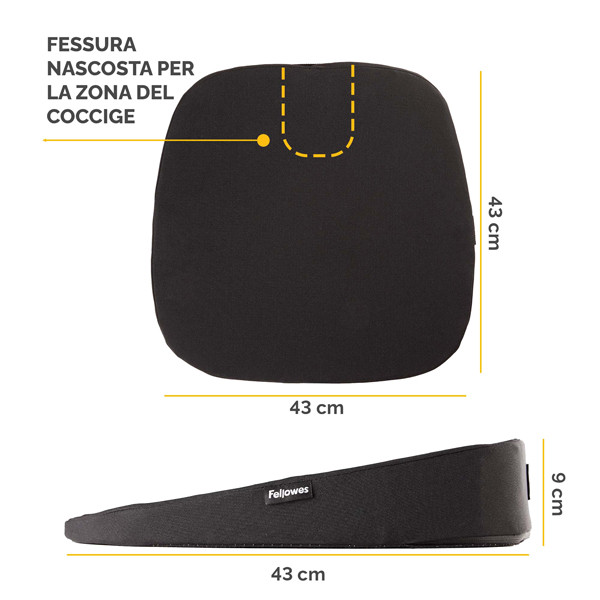 Cuscino Breyta Inclinato - 9 x 43 x 43 cm - in tessuto - nero - Fellowes