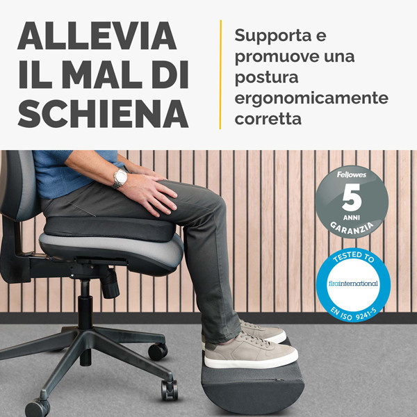 Cuscino Poggiapiedi Breyta - 10 x 45 x 30 cm - nero - Fellowes