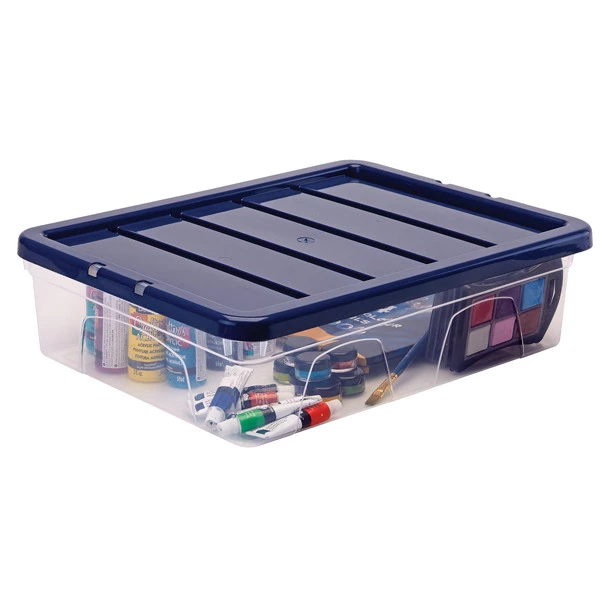 Contenitore multiuso Bankers Box - 32 x 40 x 11 cm - 12 L - PP - con coperchio blu - trasparente - Fellowes