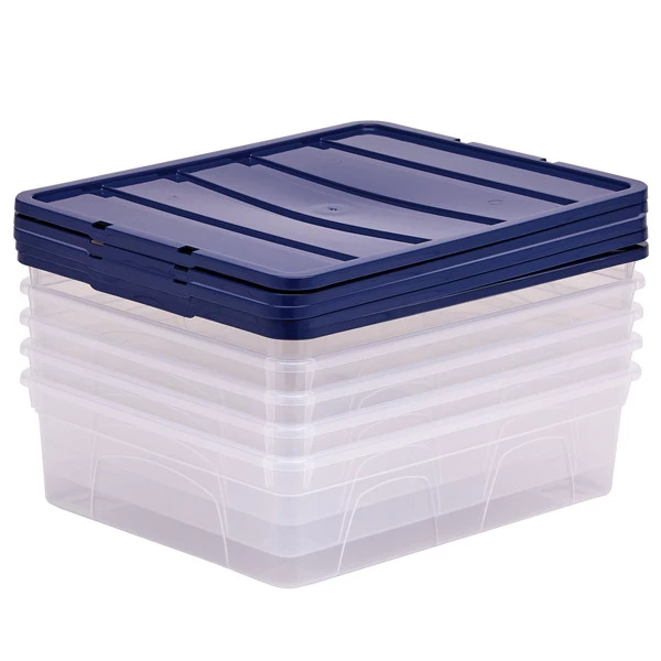 Contenitore multiuso Bankers Box - 32 x 40 x 11 cm - 12 L - PP - con coperchio blu - trasparente - Fellowes