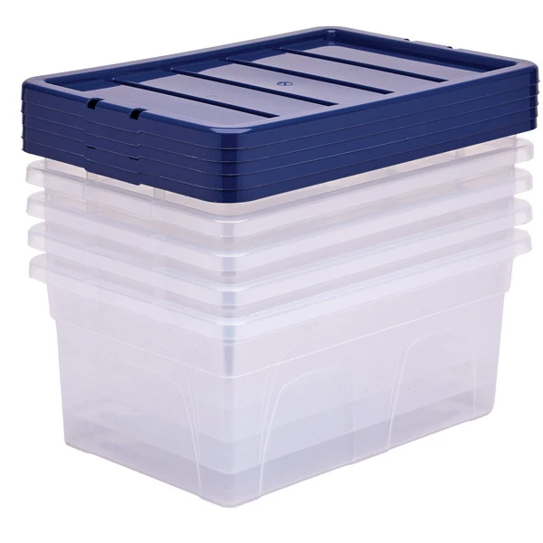 Contenitore multiuso Bankers Box - 37 x 56 x 25 cm - 38 L - PP - con coperchio blu - trasparente - Fellowes
