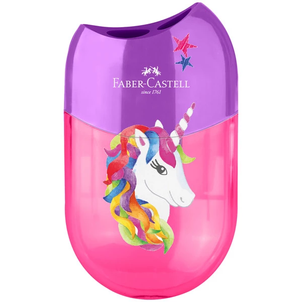 Temperamatite unicorno e dinosauro - con serbatoio - 2 fori - colori assortiti - Faber Castell