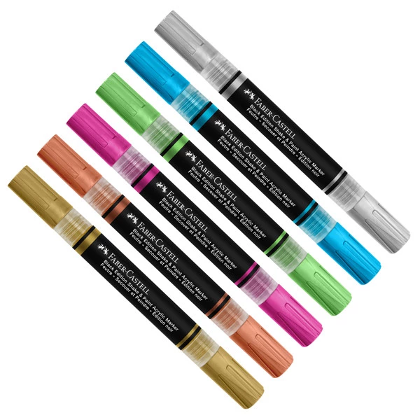 Marcatori Shake&Paint - colori assoriti metallic - Faber-Castell - conf. 6 pz