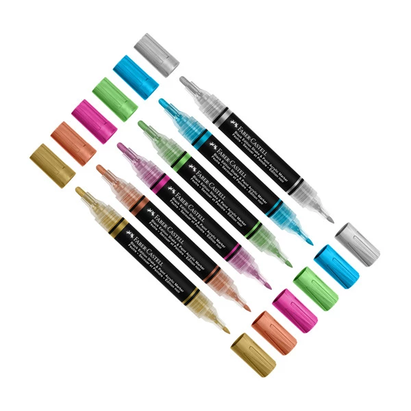 Marcatori Shake&Paint - colori assoriti metallic - Faber-Castell - conf. 6 pz