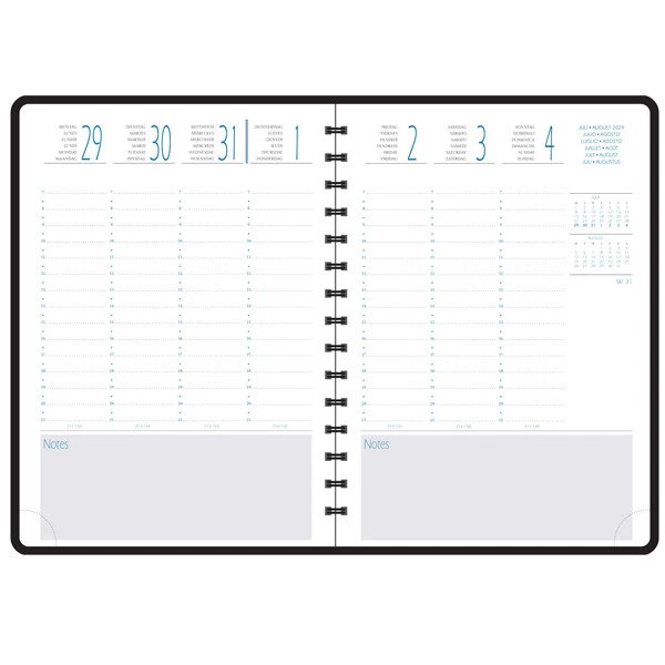 Agenda 16 mesi All-in-One 2026 - copertina Exaweek - 15 x 21 cm - nero - Quo Vadis