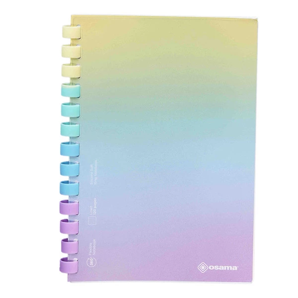 Blocco ad anelli Rainbow pastel - anelli sul lato lungo - 1 rigo - B5 - 80 gr - 80 fogli - Osama