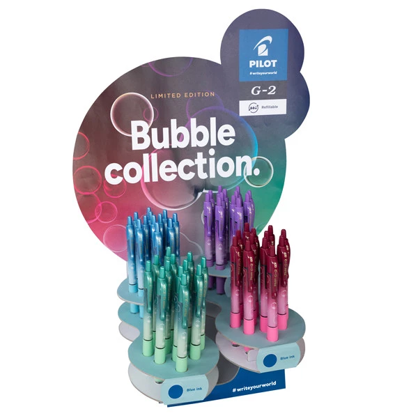 Roller gel a scatto G-2 Bubble collection - punta 0,7mm - blu - Pilot - expo 48 pezzi