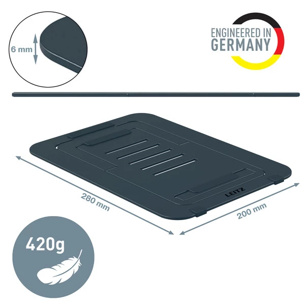 Supporto notebook - regolabile ultrapiatto - grigio scuro - in alluminio - Leitz