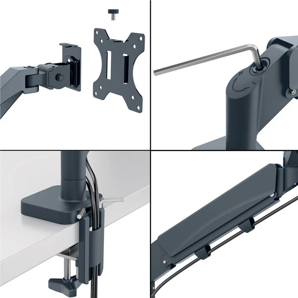 Braccio salvaspazio - per 1 monitor - grigio scuro - Leitz Ergo