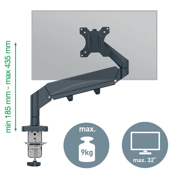 Braccio salvaspazio - per 1 monitor - grigio scuro - Leitz Ergo