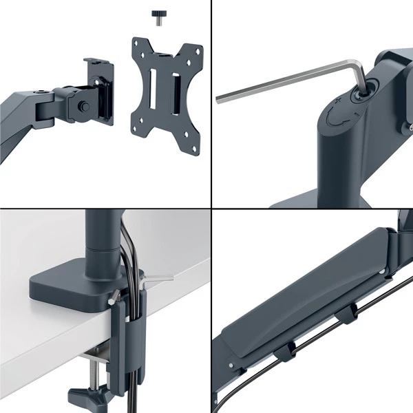 Braccio salvaspazio - per 2 monitor - grigio scuro - Leitz Ergo