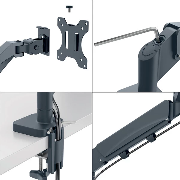 Braccio salvaspazio - per 2 monitor & laptop - grigio scuro - Leitz Ergo