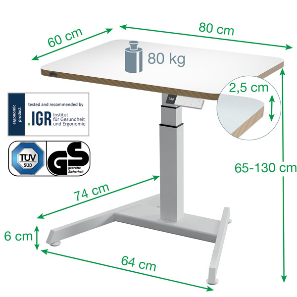 Scrivania Compatta Elettrica Sit-Stand - fissa - 80 x 60 x 65-130 cm - bianco - Leitz