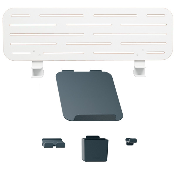Pannello forato grande - per scrivanie compatte Sit-Stand - con supporto PC/Smartphone, portapenne e gancio - 80 x 25 x 0,8 cm - gri gio chiaro - Leitz