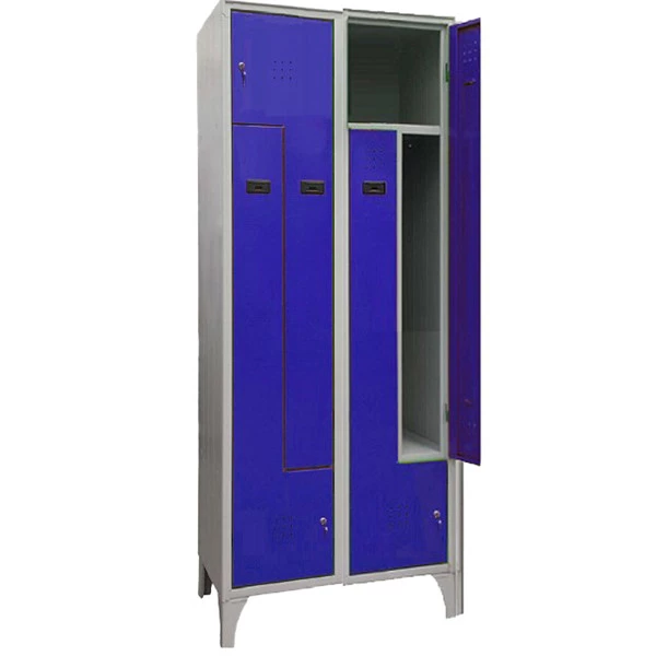 Armadio spogliatoio in metallo salvaspazio - a 4 ante a L - 80 x 50 x 195 cm - grigio/blu - Fasma