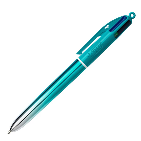 Penna sfera a scatto 4 Colori Smooth - 1.0 mm - fusto verde acqua - Bic - conf. 12 pezzi