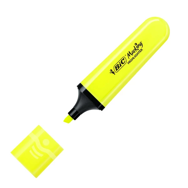 Evidenziatore Flat - punta a scalpello - tratto da 1,2mm-4,6mm - giallo - Bic - conf. 12 pezzi