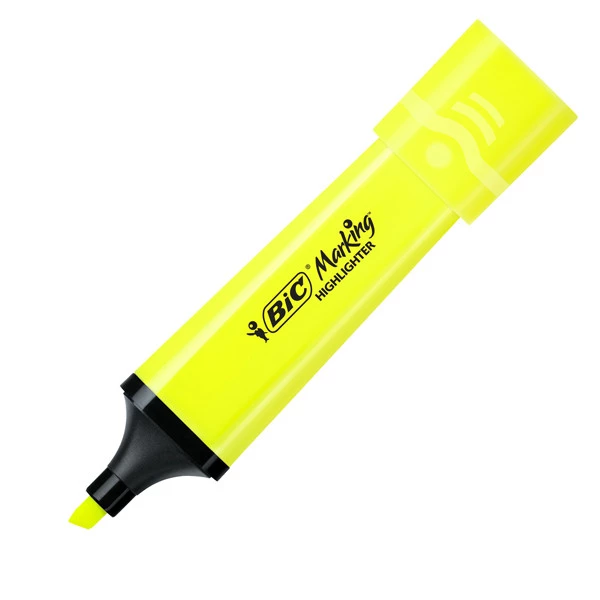 Evidenziatore Flat - punta a scalpello - tratto da 1,2mm-4,6mm - giallo - Bic - conf. 12 pezzi