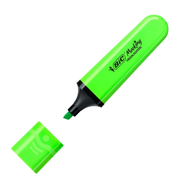 Evidenziatore Flat - punta a scalpello - tratto da 1,2mm-4,6mm - colori assortiti fluo - Bic - astuccio 4 pezzi