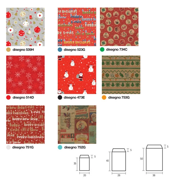 Sacchetto regalo - fantasia Natale assortite - c/patella adesiva - Rex Sadoch - expo 150 pezzi