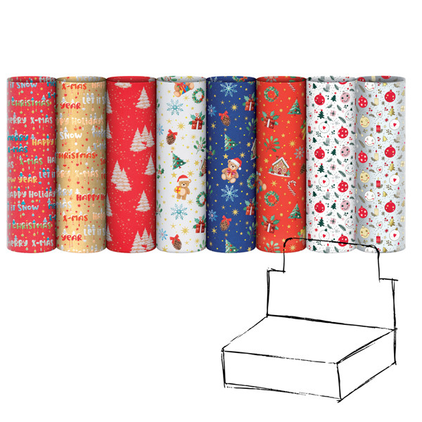 Carta regalo riciclata fantasie natale - 100 fogli - 70x100cm - fantasie assortite - Rex Sadoch