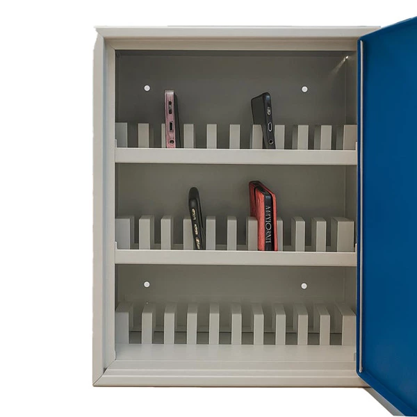 Cassetta portacellulare - 30 posti - 30 x 23 x 40cm - grigio/blu - Metalplus