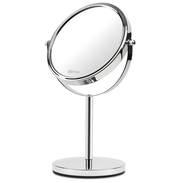 Specchio per trucco - con ingrandimento x3 - diametro specchio 15,5 cm - altezza 32 cm - grigio - Girmi