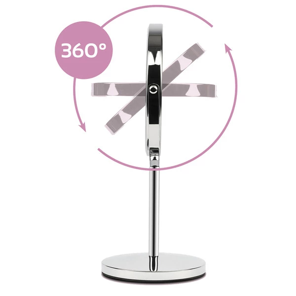 Specchio per trucco - con ingrandimento x3 - diametro specchio 15,5 cm - altezza 32 cm - grigio - Girmi