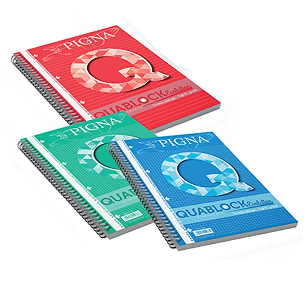 Blocco Quablock Evolution - spiralato - 22x29,5cm - 1 rigo - 50 fogli - 80gr - 4 fori - microperforato - Pigna