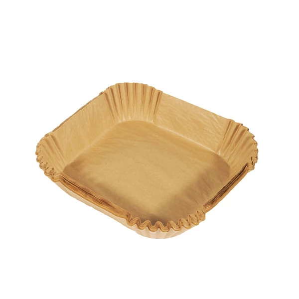 Vaschette cartaforno per friggitrice ad aria - in astuccio - 16 x 16 x 4,5 cm - avana - Perfetto Kitchen - conf. 50 pezzi