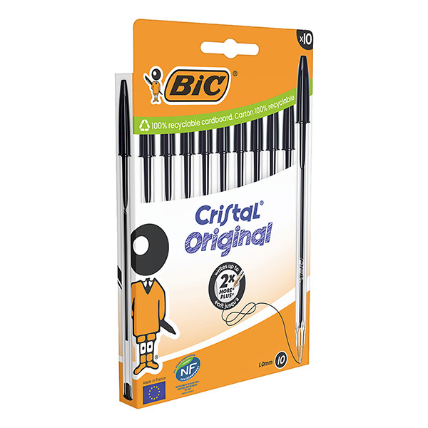 Penna a sfera Cristal - punta media 1,0mm - nero - Bic - conf. 10 pezzi