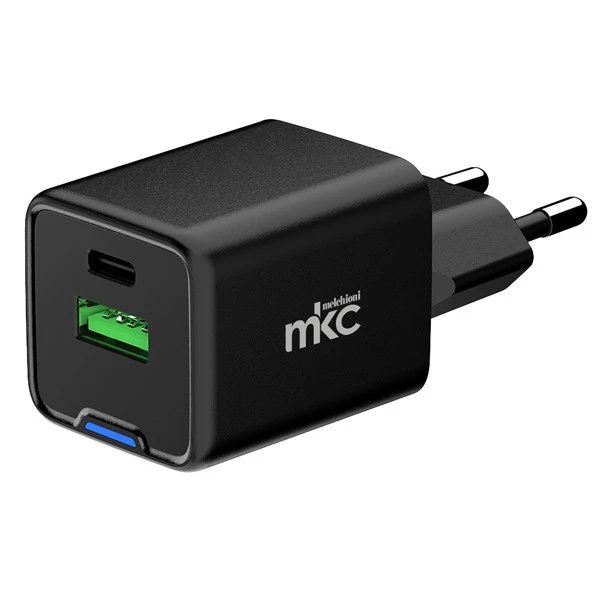 Caricatore USB - 35W - 1 USB-C + 1 USB-A - Nero - MKC Melchioni