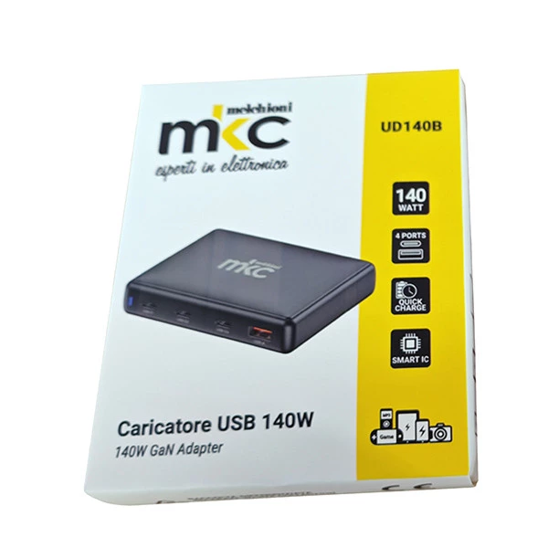 Caricatore USB - 140W - 3 USB-C + 1 USB-A - Nero -MKC Melchioni