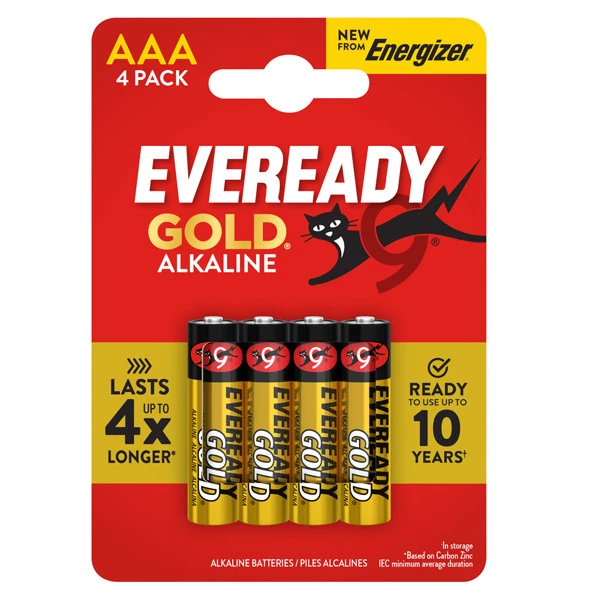 Pila ministilo AAA - 1,5V - Eveready Gold  - alcalina - Energizer - blister 4 pezzi