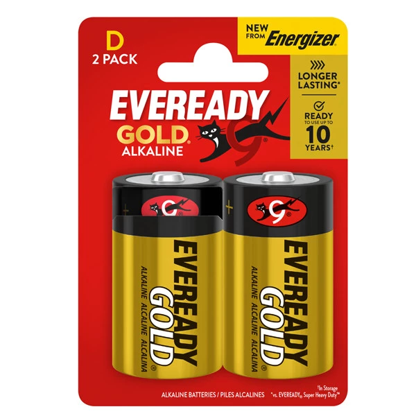 Pila torcia - D - LR20 -Eveready Gold - alcalina - Energizer - blister 2 pezzi