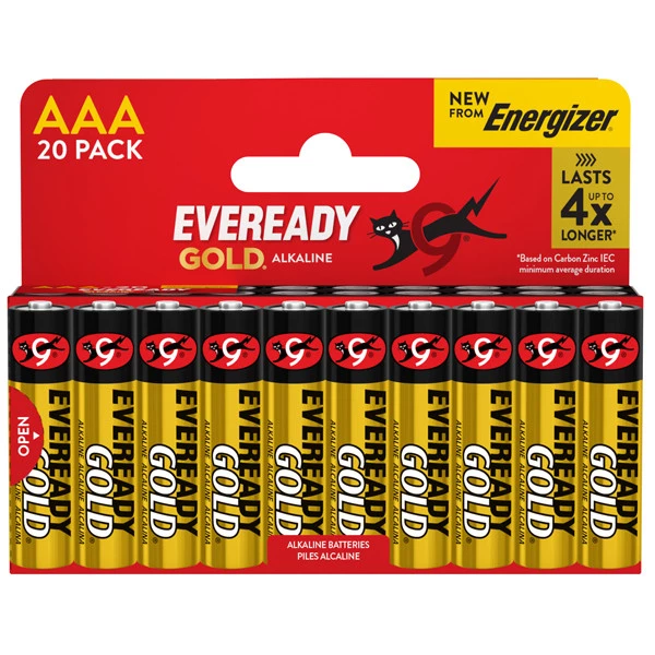 Pila ministilo AAA - 1,5V - Eveready Gold  - alcalina - Energizer - blister 20 pezzi