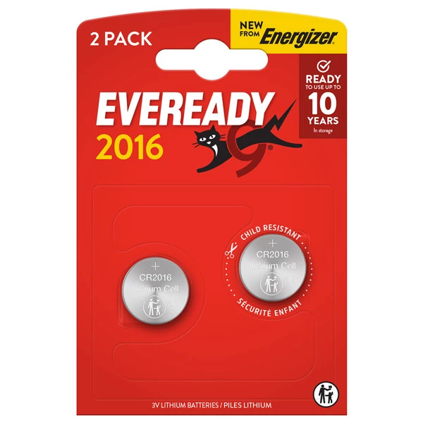 Micropila Eveready Lithium CR2016 - 3V - a pastiglia - litio - Energizer - blister 2 pezzi