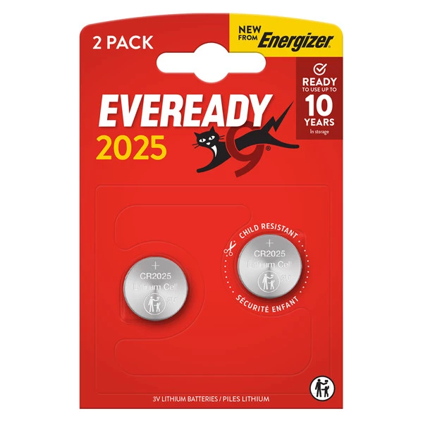 Micropila Eveready Lithium CR2025 - 3V - a pastiglia - litio - Energizer - blister 2 pezzi