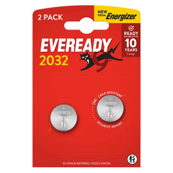 Micropila Eveready Lithium CR2032 - 3V - a pastiglia - litio - Energizer  - blister 2 pezzi