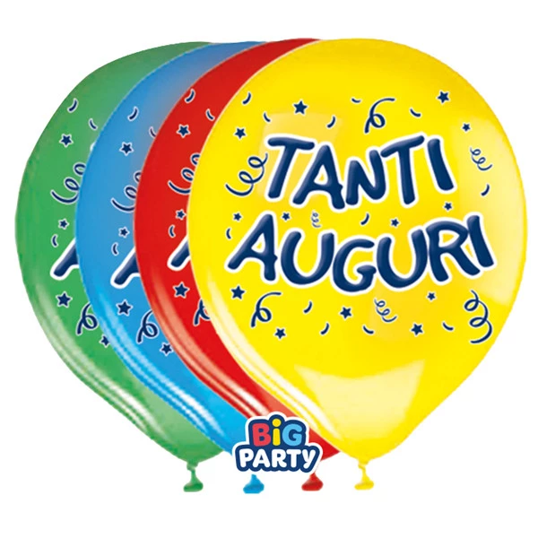 Palloncino - diametro 30 cm - lattice - Tanti auguri - conf. 8 pezzi