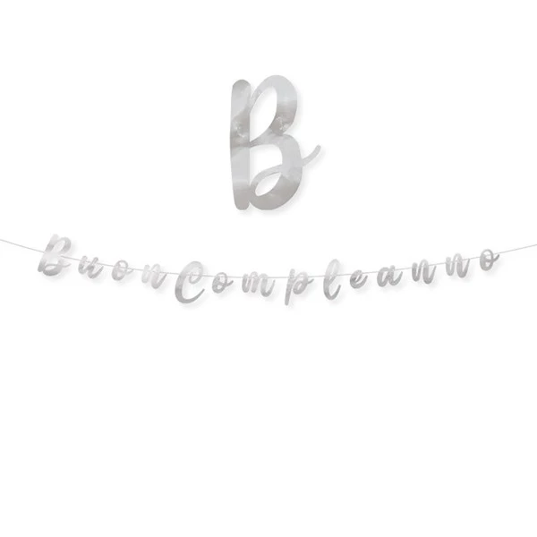 Festone Buon compleanno - in cartoncino - argento - Big Party