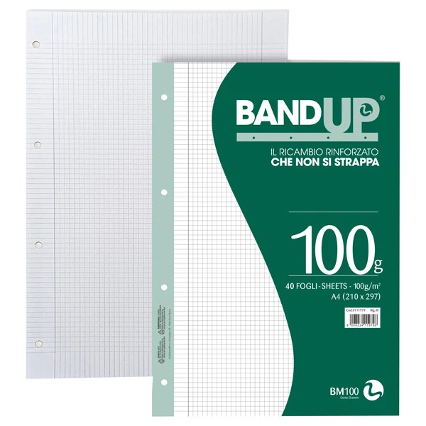 Ricambi BandUP forati rinforzati - A4 - 4mm c/margine - 100gr - BM - conf. 40 pezzi