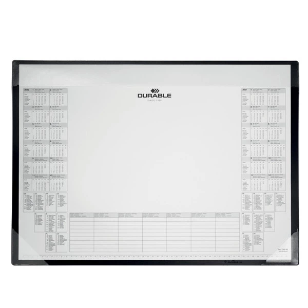 Sottomano in PP - con calendario e blocco appunti da 25 fogli - 60 x 43cm - nero - Durable