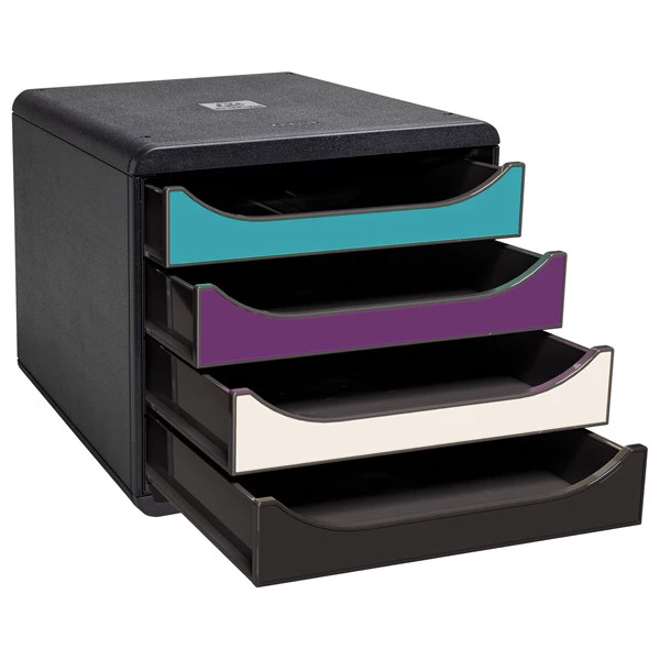Cassettiera Big Box 4 -linea Titane - 34,7 x27,8 x 26,7 cm - 4 cassetti - colori assortiti - Exacompta