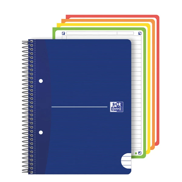 Maxiquaderno spiralato Office Essentials - A4+ - 1 rigo c/margine - 160 pagine - 80 gr - colori assortiti - Oxford