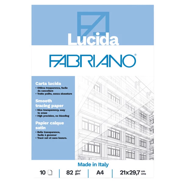 Blocco carta lucida - 21 x 29,7 cm - A4 - 10 fogli - 82gr - Fabriano