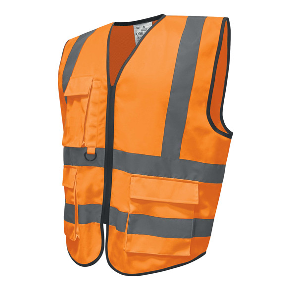 Gilet alta visibilit&agrave; GILPOCK - poliestere riciclato - taglia XXL - arancio fluo - Deltaplus