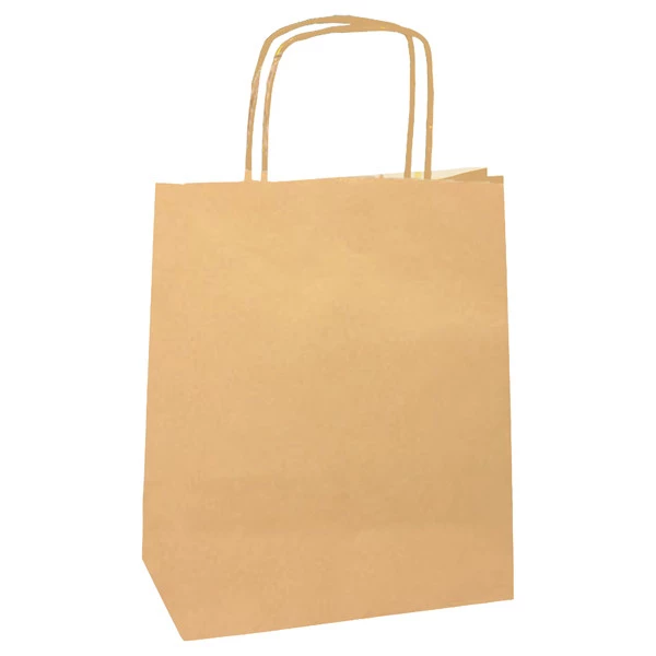 Shopper Twisted - maniglie cordino - 14 x 9 x 21 cm - carta biokraft - avana - Mainetti Bags - conf. 25 pezzi