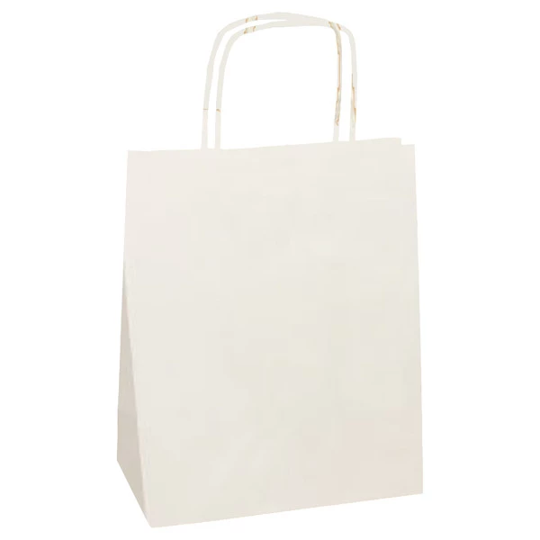 Shopper Twisted - maniglie cordino - 14 x 9 x 21 cm - carta kraft - bianco - Mainetti Bags - conf. 25 pezzi