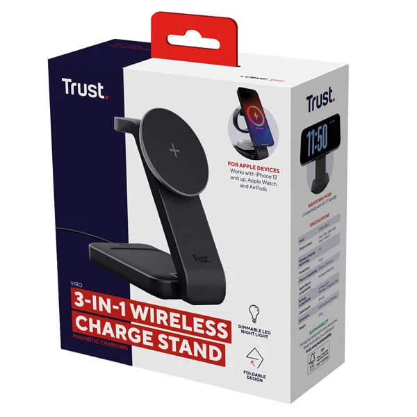 Base di ricarica wireless - 3-in-1 - per dispositivi Apple &ndash; Viro - Trust
